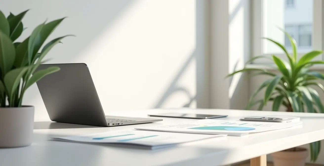 Pantalla de ordenador mostrando análisis de datos de emisiones con gráficos y métricas de sostenibilidad